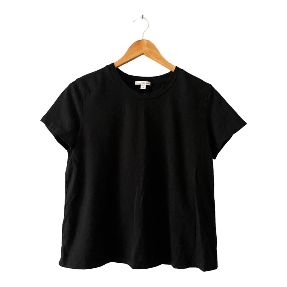 James Perse Women’s T-Shirt Short Sleeve Tee 100% Cotton Black 3